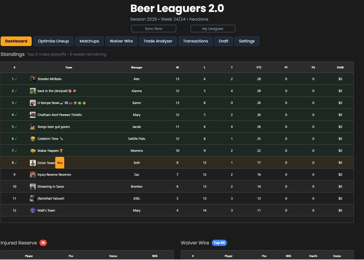 Yahoo League Sync